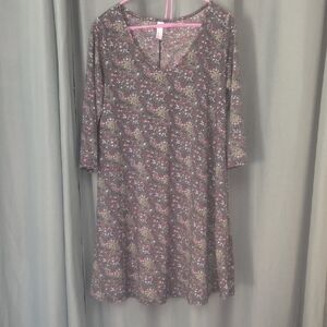 Heathmoor Floral Dress/Tunic in Gray, Pink and Red With Pockets